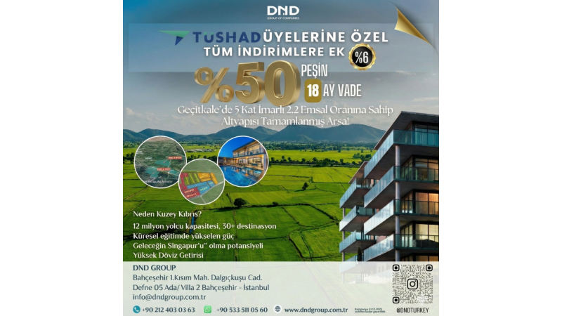 Kıbrıs'ta TÜSHAD ve DND İşbirliği ile Arsa/Ev Sahibi Olun